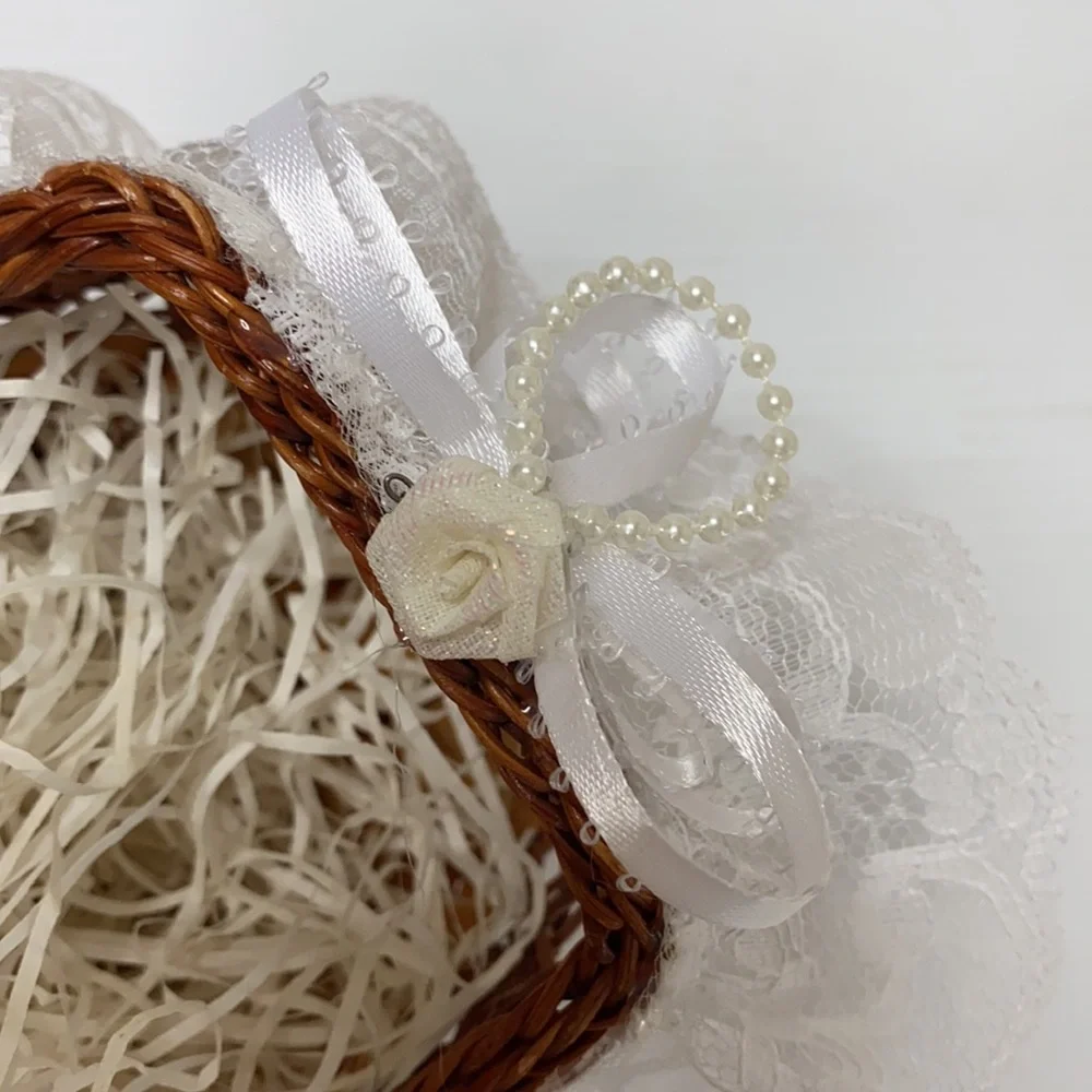 Vintage Lace Wicker Basket Baby Carriage Handcrafted Handmade Victorian Cottage